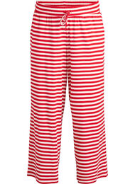 Randiga pyjamasbyxor med h&ouml;g midja och vida ben, R&ouml;d