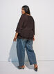 Blus med 3/4-&auml;rmar och volangdetaljer, Brun, Model image number 2