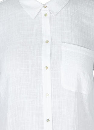 Långärmad skjorta i bomull med struktur, White, Packshot image number 2