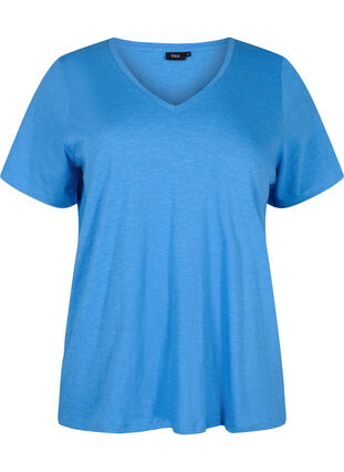 Kortärmad enkel t-shirt med v-ringning, Provence , Packshot image number 0