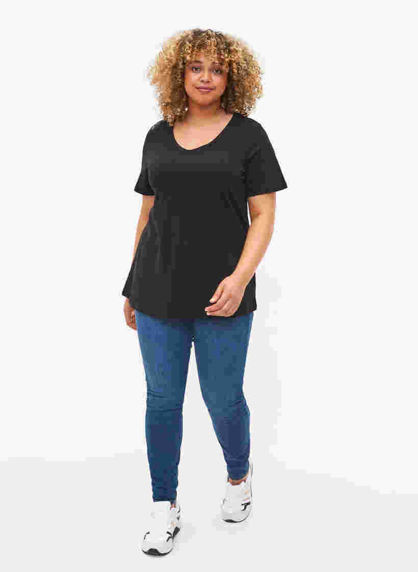 Enfärgad t-shirt i bomull, Black, Model image number 2