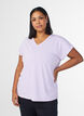 Tr&auml;nings t-shirt med v-ringning och l&ouml;s passform, Lila, Model image number 0