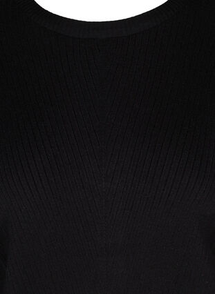 Stickad tröja med rund halsringning och ballongärmar, Black, Packshot image number 2