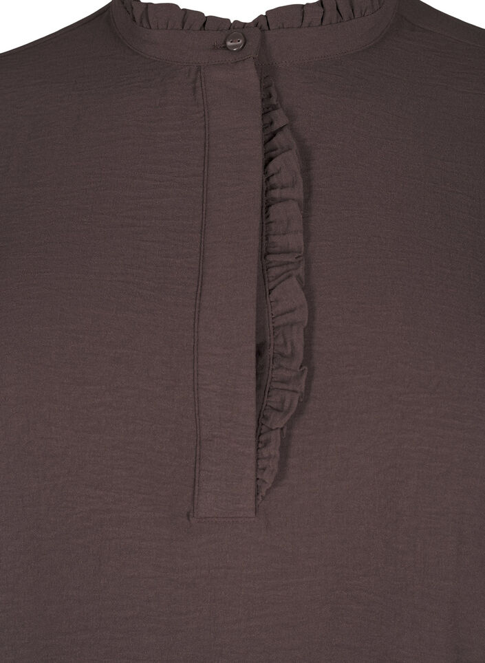 Långärmad klänning med volangdetalj, Chocolate Martini, Packshot image number 2