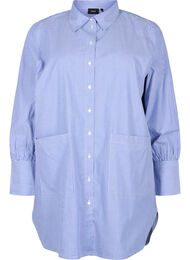 Randig bomullsskjorta med lös passform, Baja Blue Stripe