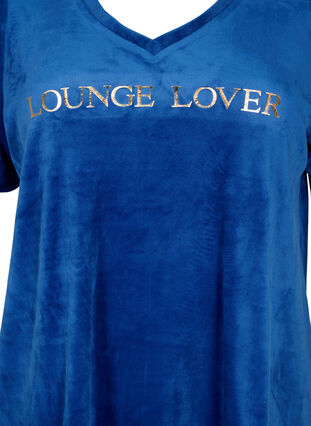 V-ringad T-shirt i velour, Monaco Blue, Packshot image number 2