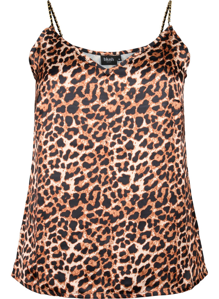 Leopardmönstrad topp med kedjeband, Leopard AOP, Packshot image number 0