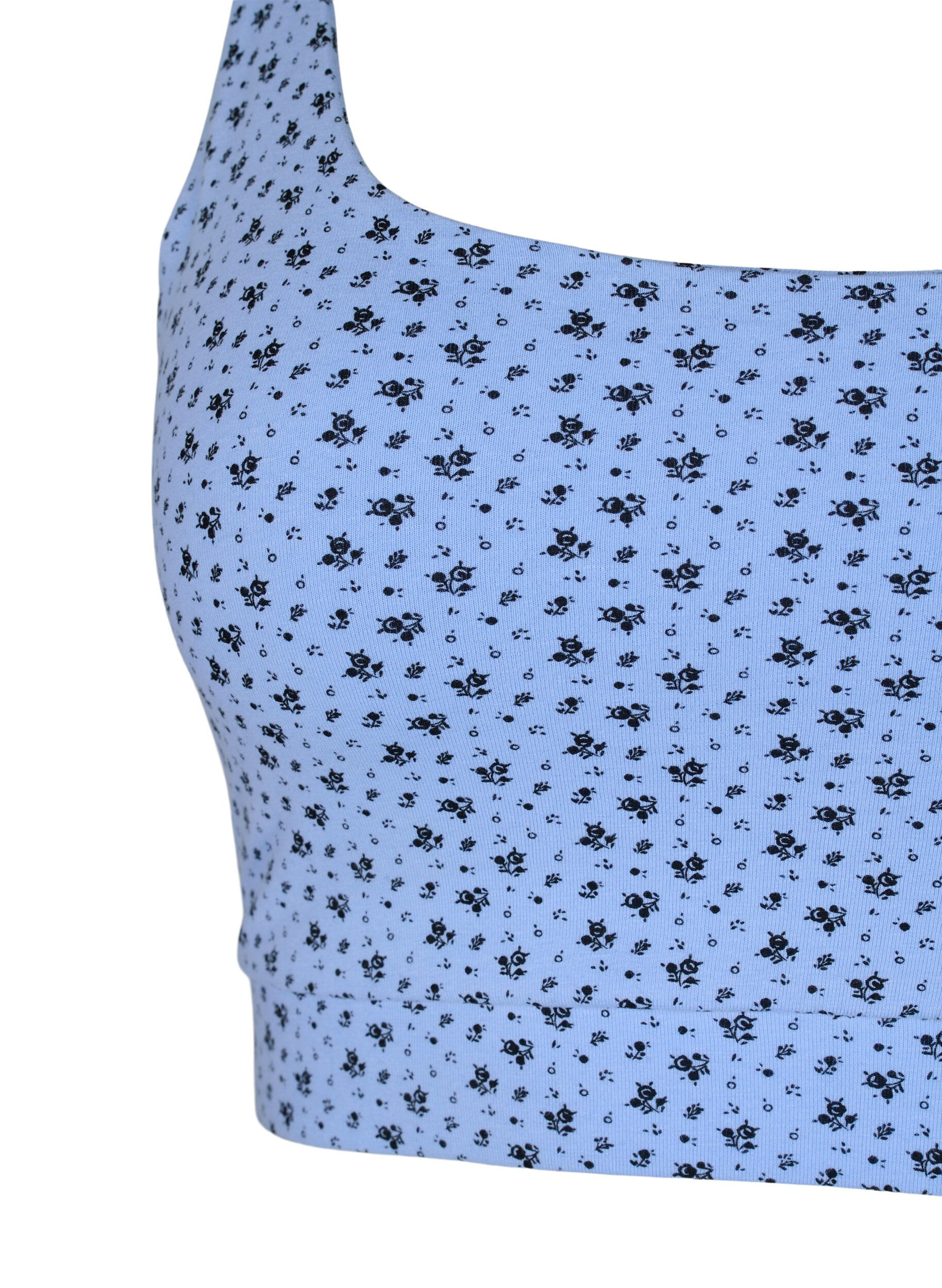 Zizzi 2-pack bh-topp i bomull med justerbara band, Serenity AOP/Black, Packshot image number 2