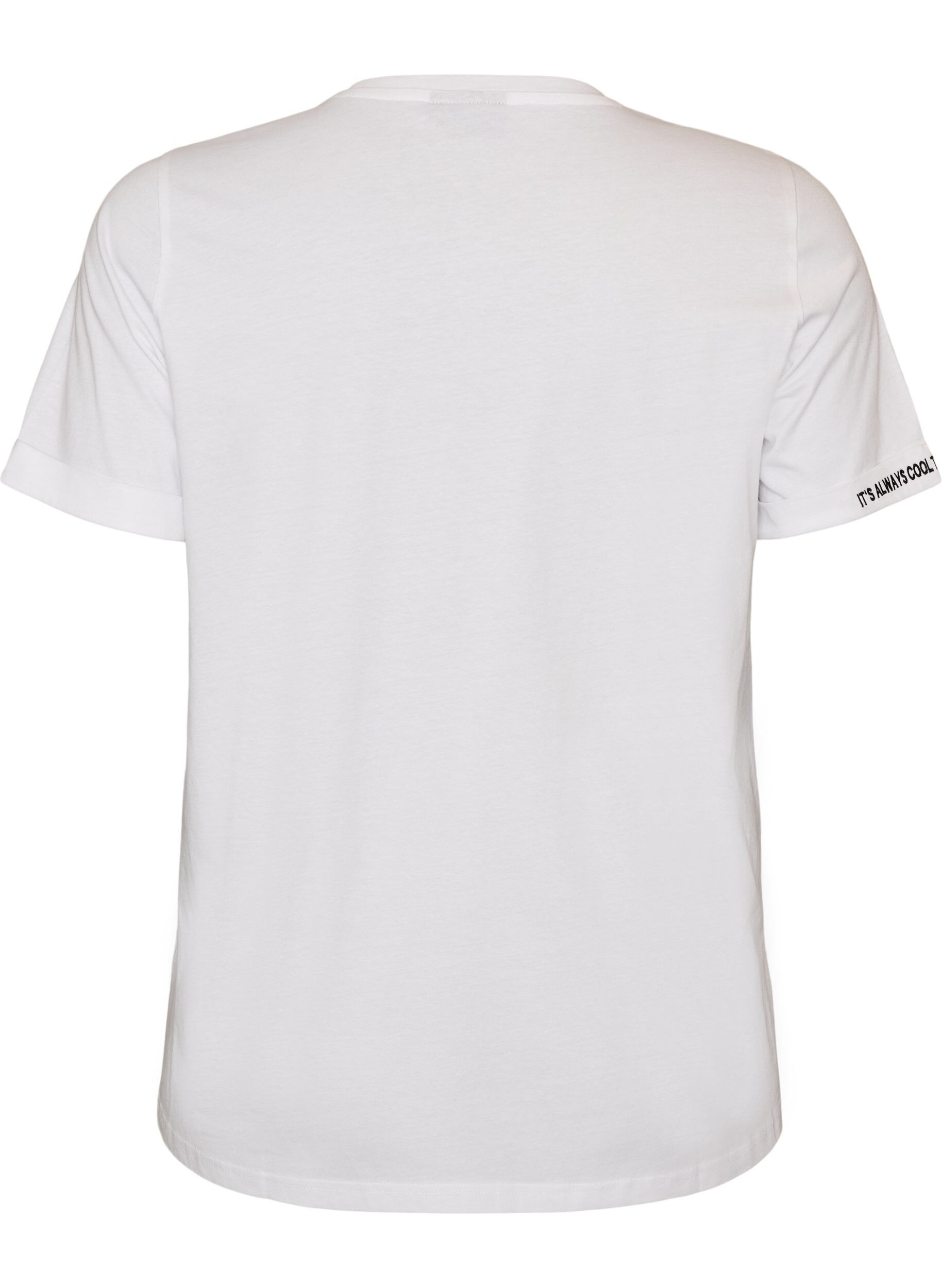 ZizziT-shirt i bomull med broderad text, Vit, Packshot image number 1