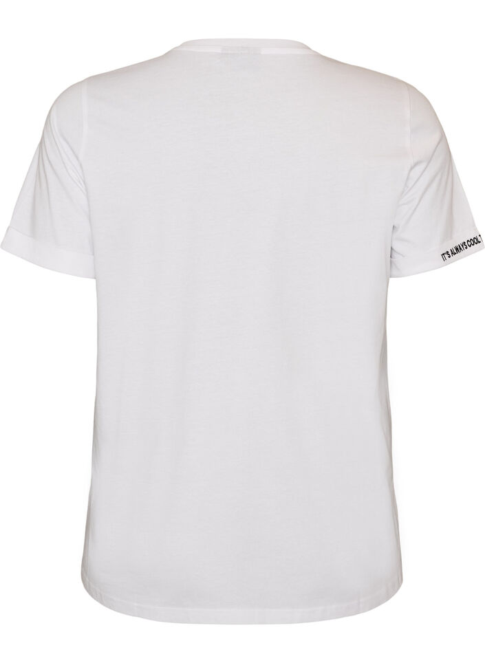 T-shirt i bomull med broderad text, Vit, Packshot image number 1