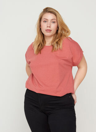 T-shirt i bomullsmix, Faded Rose Mel., Model image number 0