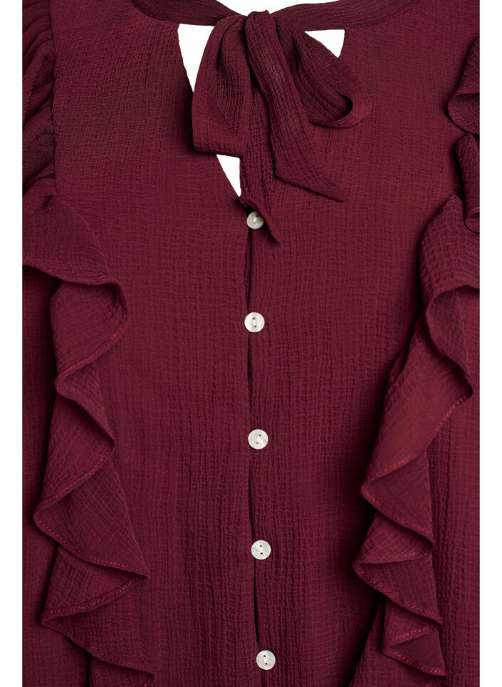 Skir blus med volanger och knytning, R&ouml;d, Packshot image number 2