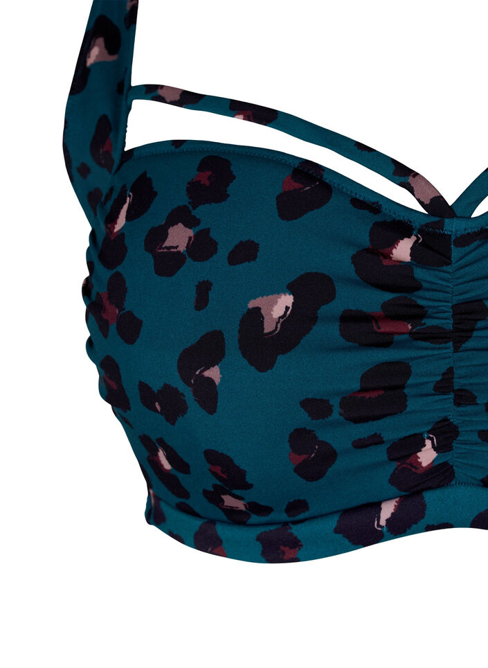 Bikini-bh med drapering och band över bysten, Leopard, Packshot image number 2