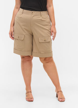 Shorts med påsydda fickor, Humus, Model image number 2