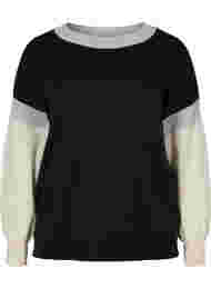 Stickad tröja med colourblock, Black Comb.