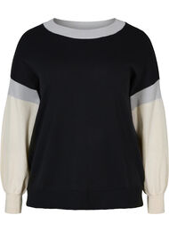 Stickad tröja med colourblock, Black Comb., Packshot