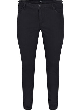Extra slim Sanna jeans med normalhög midja, Black, Packshot image number 0