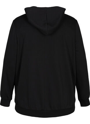 Sweatshirt med huva och print, Black, Packshot image number 1