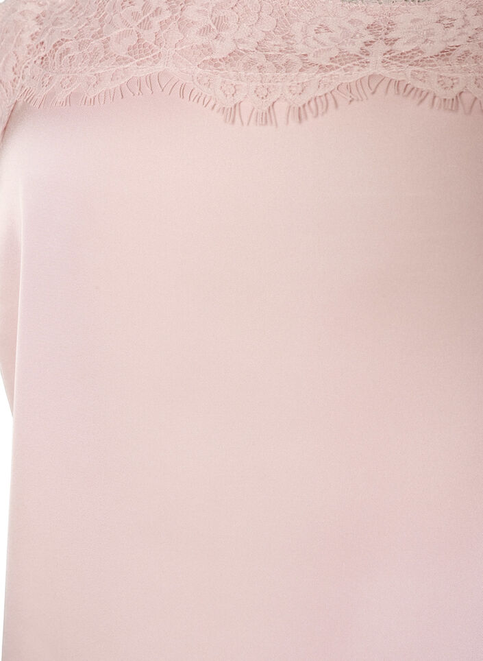 L&aring;ng topp i satin med spetskanter, Rosa, Packshot image number 2