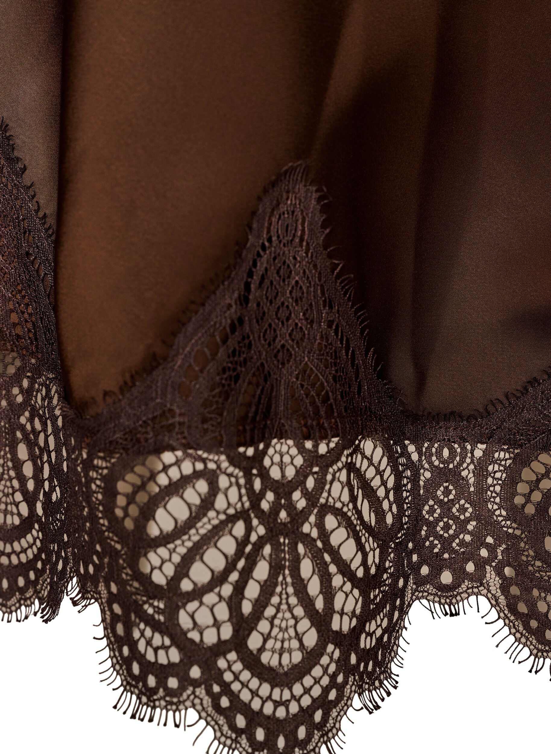 ZizziMidikjol i satin med spetskant, Brun, Packshot image number 3