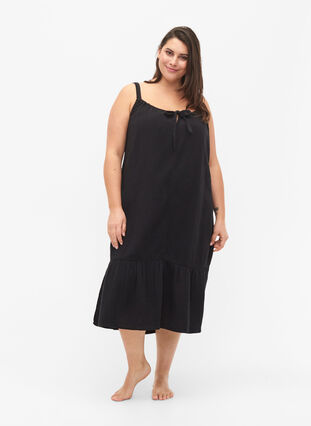 Lång strandklänning i bomull, Black, Model image number 0