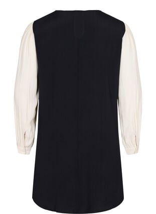 Långärmad klänning i viskos, Black w. Cloud D., Packshot image number 1