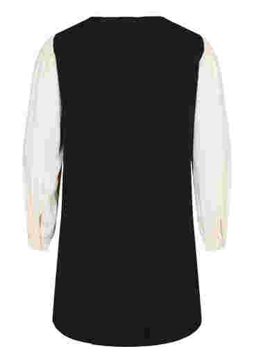 Långärmad klänning i viskos, Black w. Cloud D., Packshot image number 1