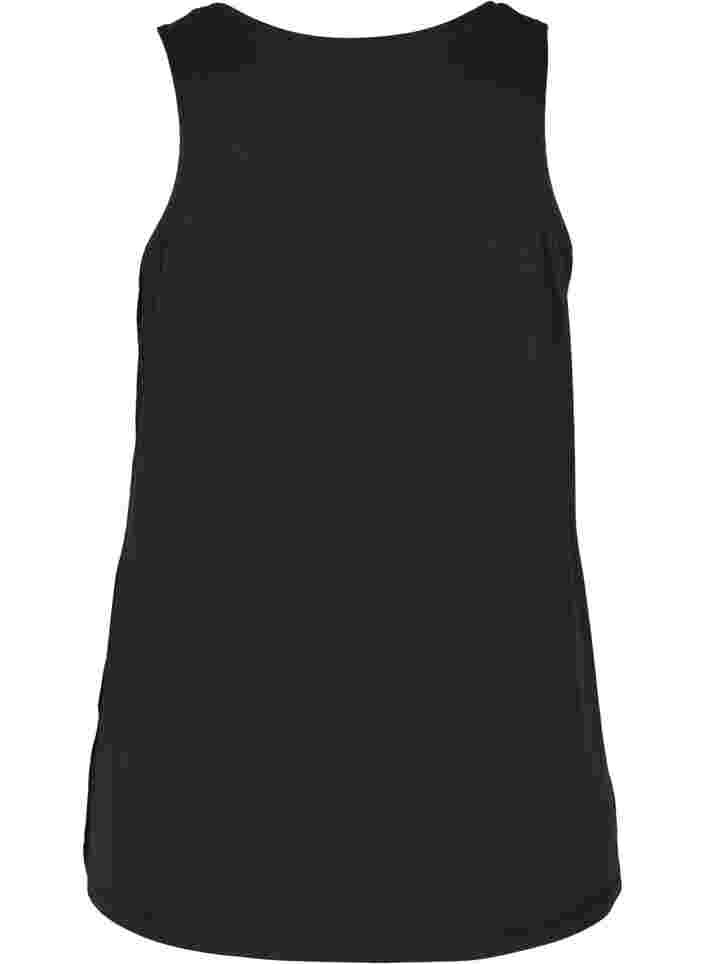 Enfärgad träningstopp med rund halsringning, Black, Packshot image number 1
