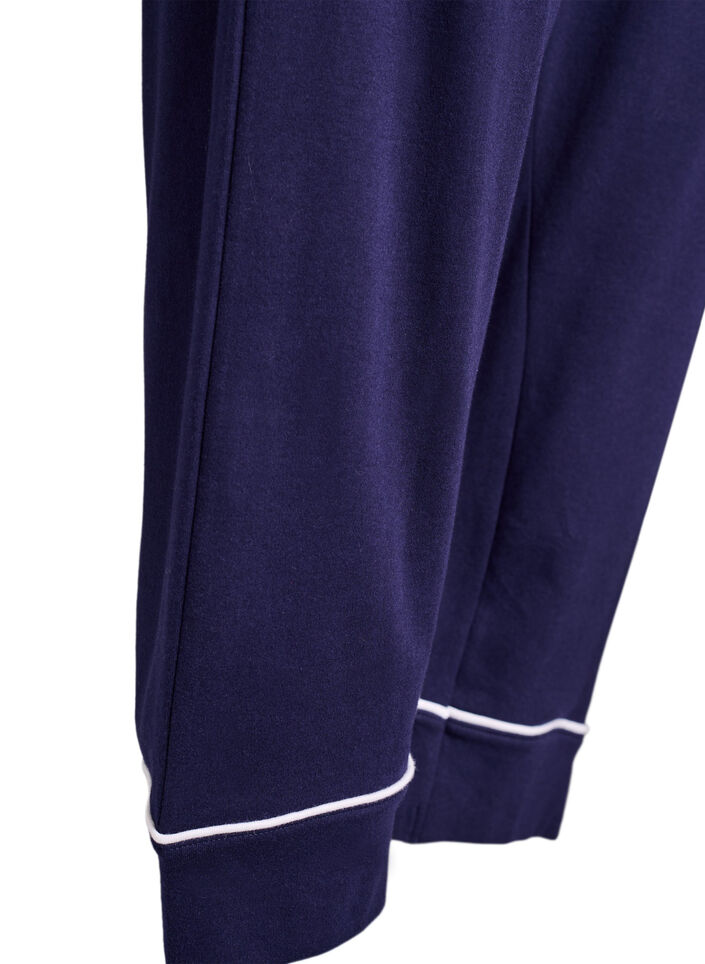 Pyjamasbyxor i bomull med h&ouml;g midja, Bl&aring;, Packshot image number 3