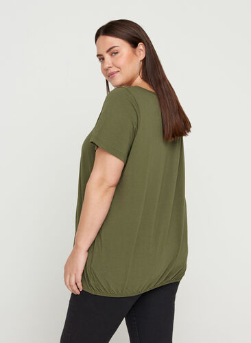 T-shirt med rund halsringning och spetskant, Ivy Green, Model image number 1