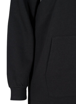 Sweatshirtsklänning med huva och ficka, Black, Packshot image number 3
