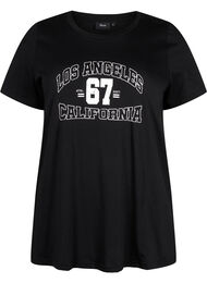 T-shirt i bomull med tryck, Black LOS ANGELES