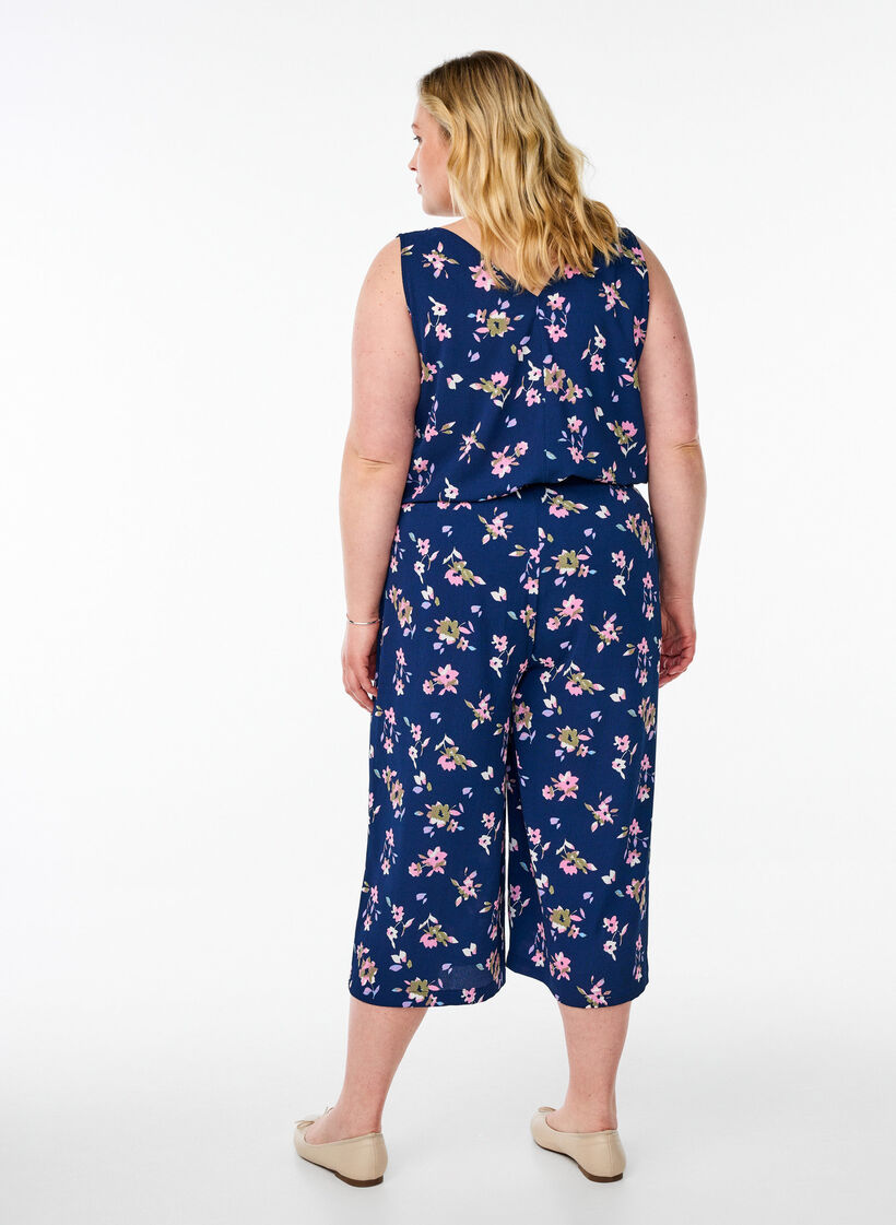 Culottebyxor med tryck, Bl&aring;, Model image number 1