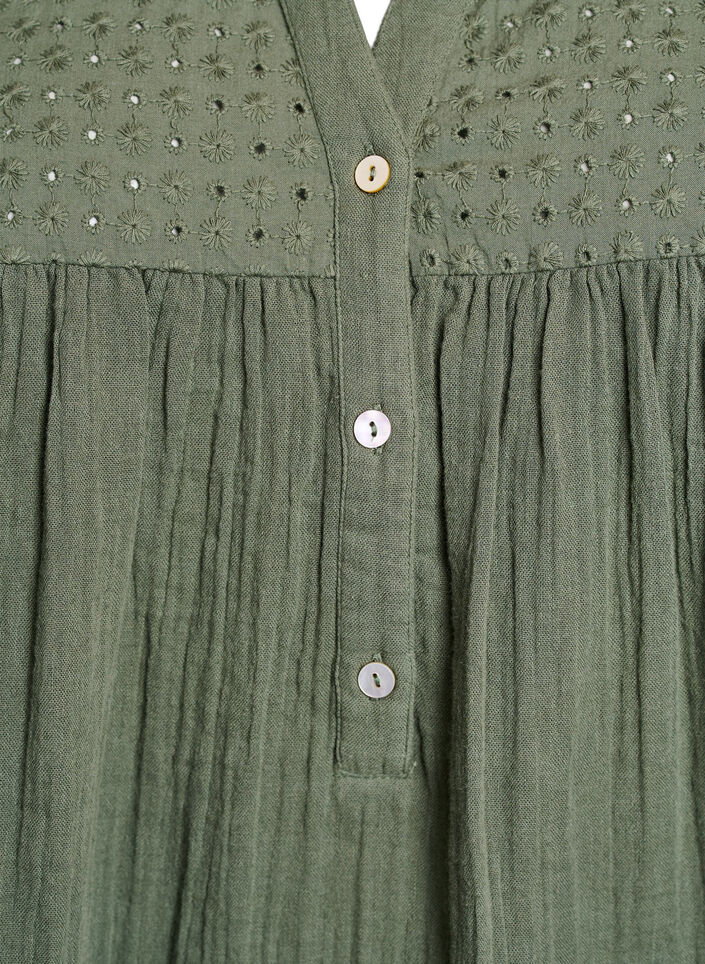 Tunika i bomullsmuslin med broderie anglaise, Gr&ouml;n, Packshot image number 2