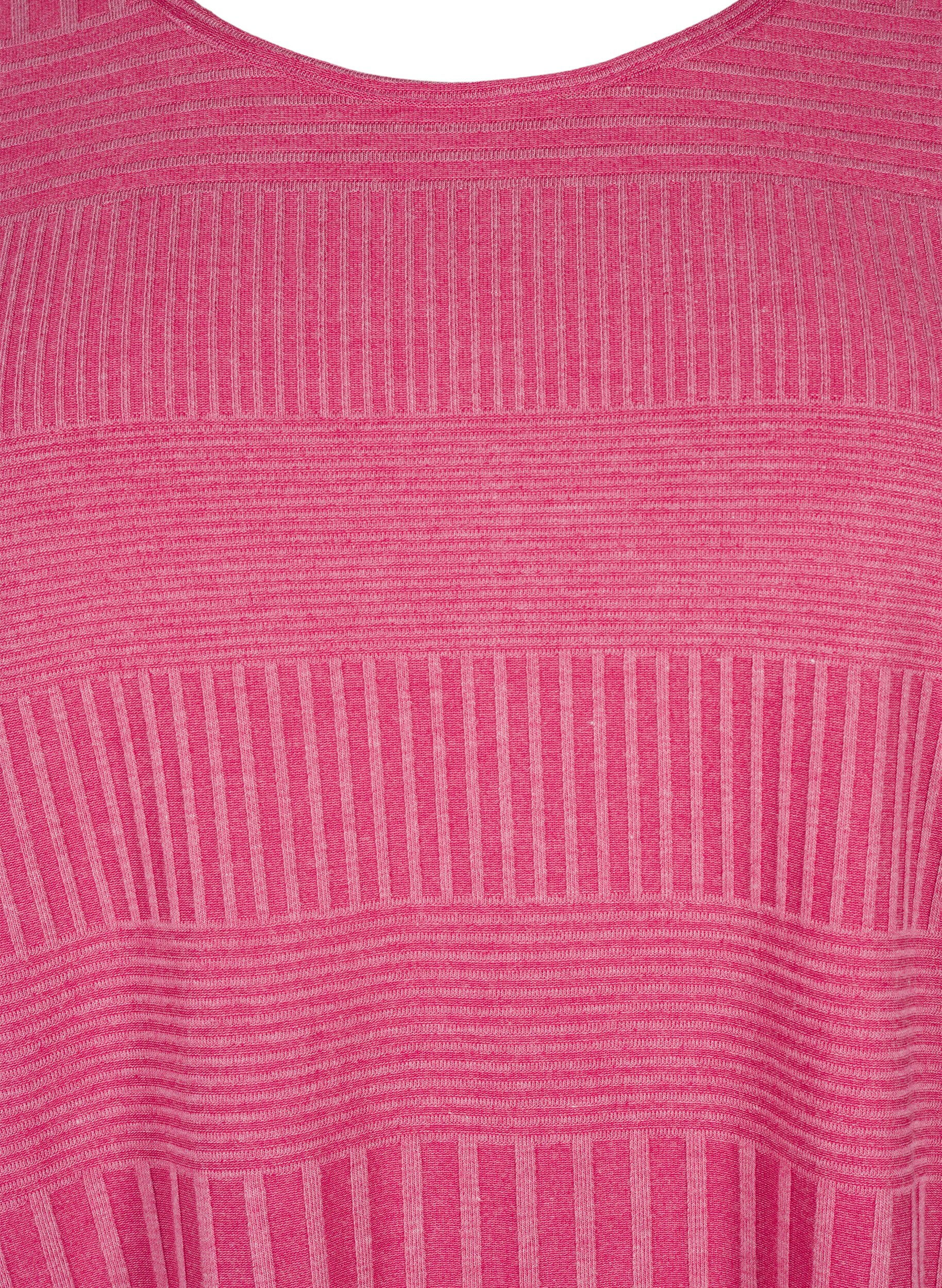 Zizzi Blus med trekvarts&auml;rm och randigt m&ouml;nster, Malaga Mel., Packshot image number 2