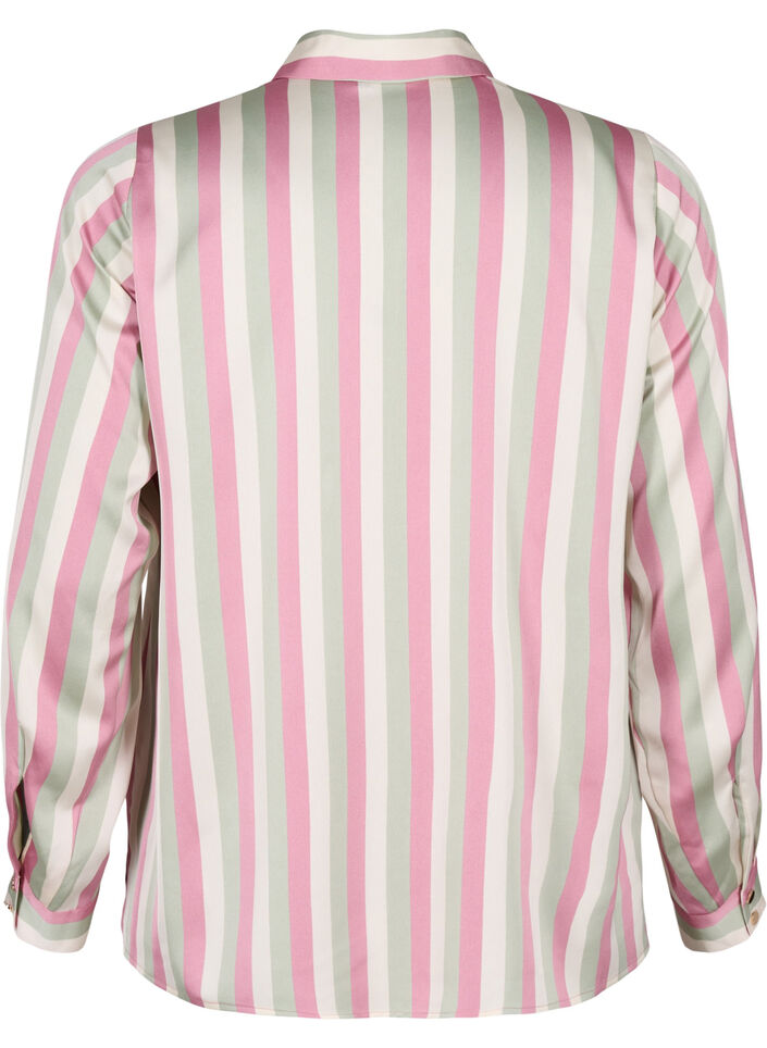 Randig satinskjorta med krage, Rose Stripe, Packshot image number 1