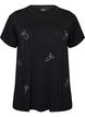 T-shirt i viskos med strass, Svart, Packshot image number 0
