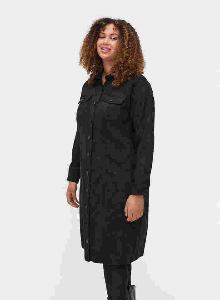 Mönstrad klänning med krage och knappar, Black, Model