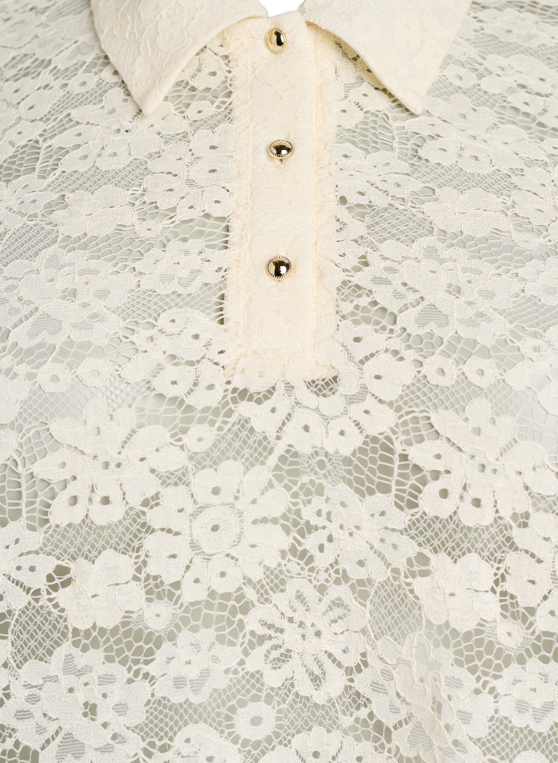 Zizzi Spetsblus med krage och 1/2 &auml;rmar, Vanilla, Packshot image number 2