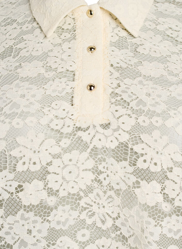 Spetsblus med krage och 1/2 &auml;rmar, Vanilla, Packshot image number 2