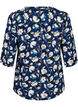 Blus med blommönster och trekvartsärm, P. Blue Flower AOP, Packshot image number 1