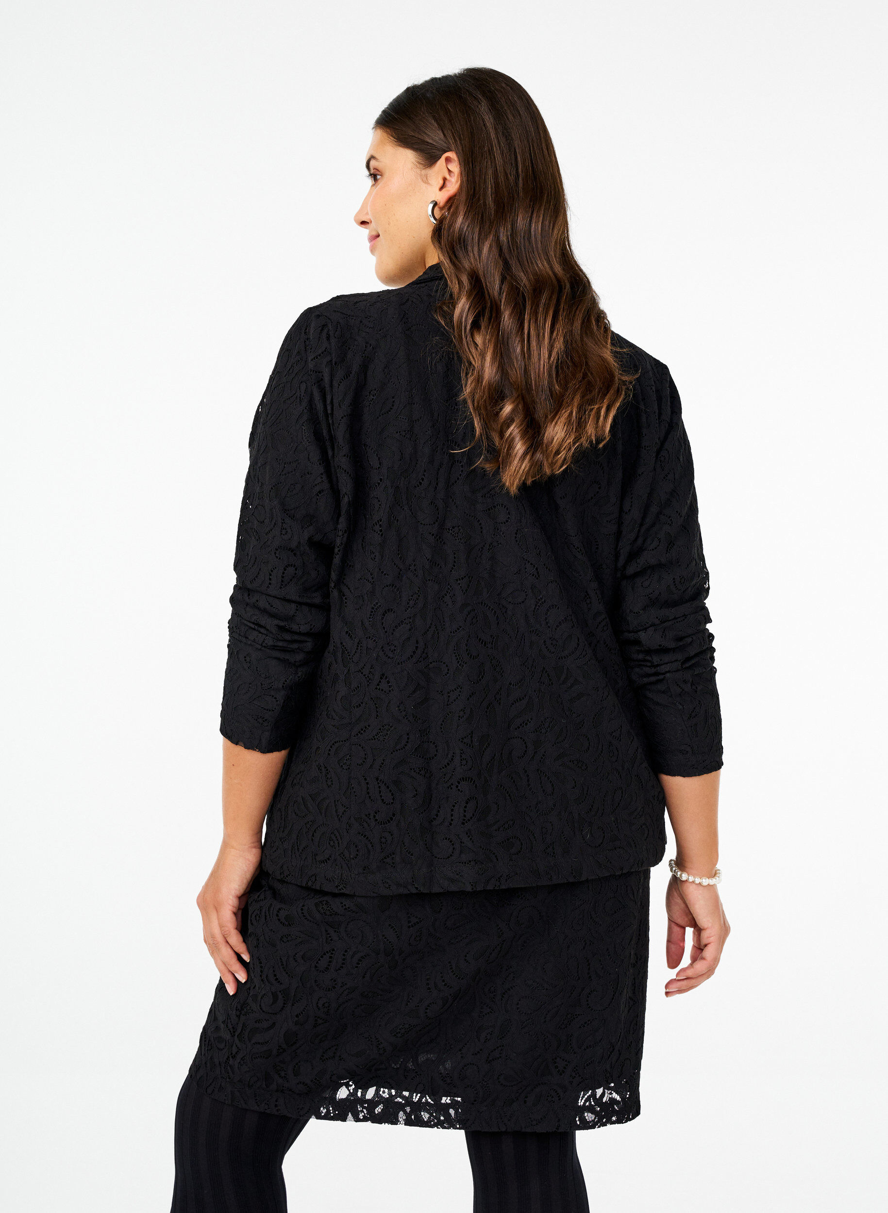 Zizzi Spetsblazer med fickor, Black, Model image number 1