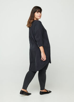 Skjortklänning med 3/4 ärmar, Black, Model image number 1