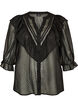 Transparent skjortblus med prickar och volangdetaljer, Svart, Packshot image number 0