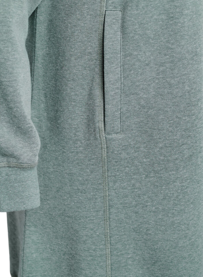 Kort sweatshirtkl&auml;nning med h&ouml;g krage och fickor, Gr&ouml;n, Packshot image number 3