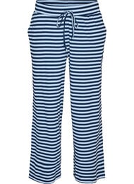 Randiga pyjamasbyxor med h&ouml;g midja och vida ben, Bl&aring;