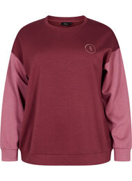 Blockfärgad sweatshirt, Red Mahogany/Rose B