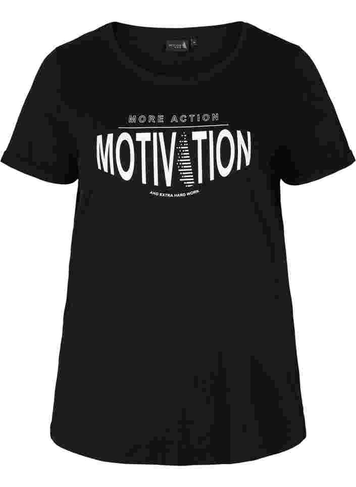  T-shirt till träning med print, Black More Action, Packshot image number 0
