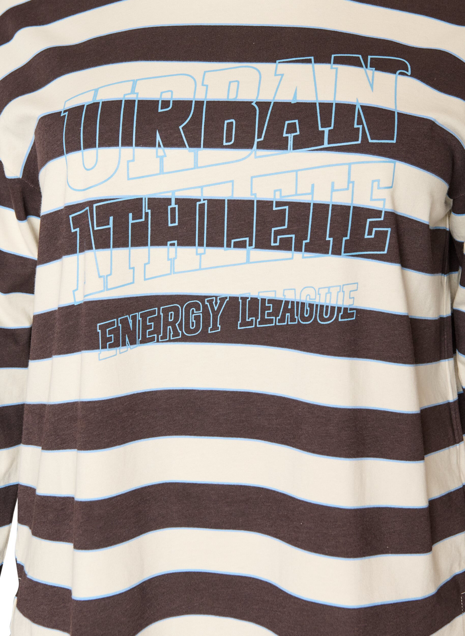 ZizziRandig blus i jersey med ett sportigt texttryck, Brun, Packshot image number 2