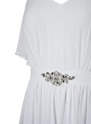 Maxiklänning med draperingar och korta ärmar, Bright White, Packshot image number 3